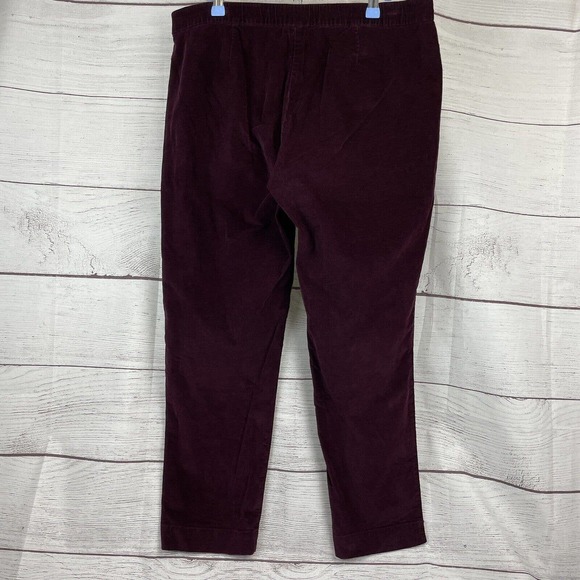 J Jill Purple Red Pull-On corduroy Pants Elastic Waist Size 14 - Picture 5 of 9